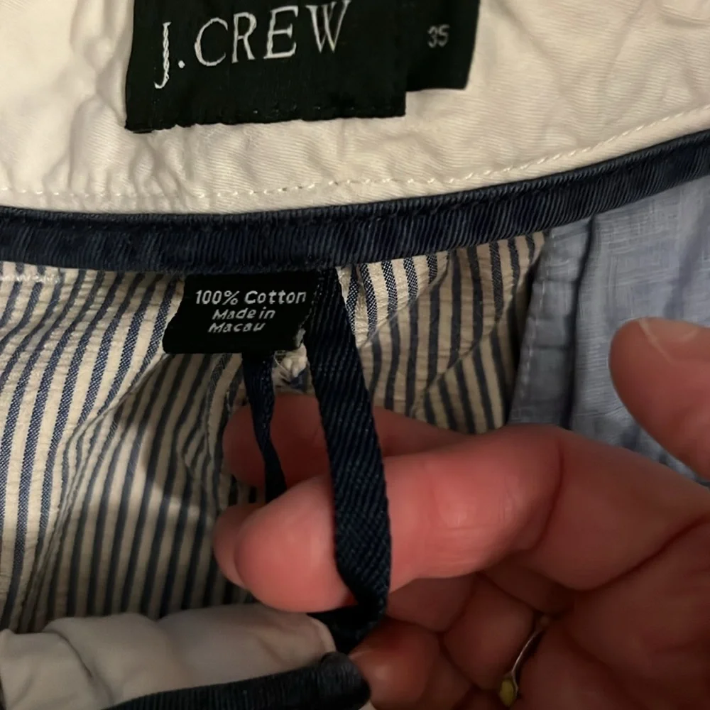 J. Crew Blue & White Seersucker Flat Front Cotton Shorts Size 35 Casual Preppy